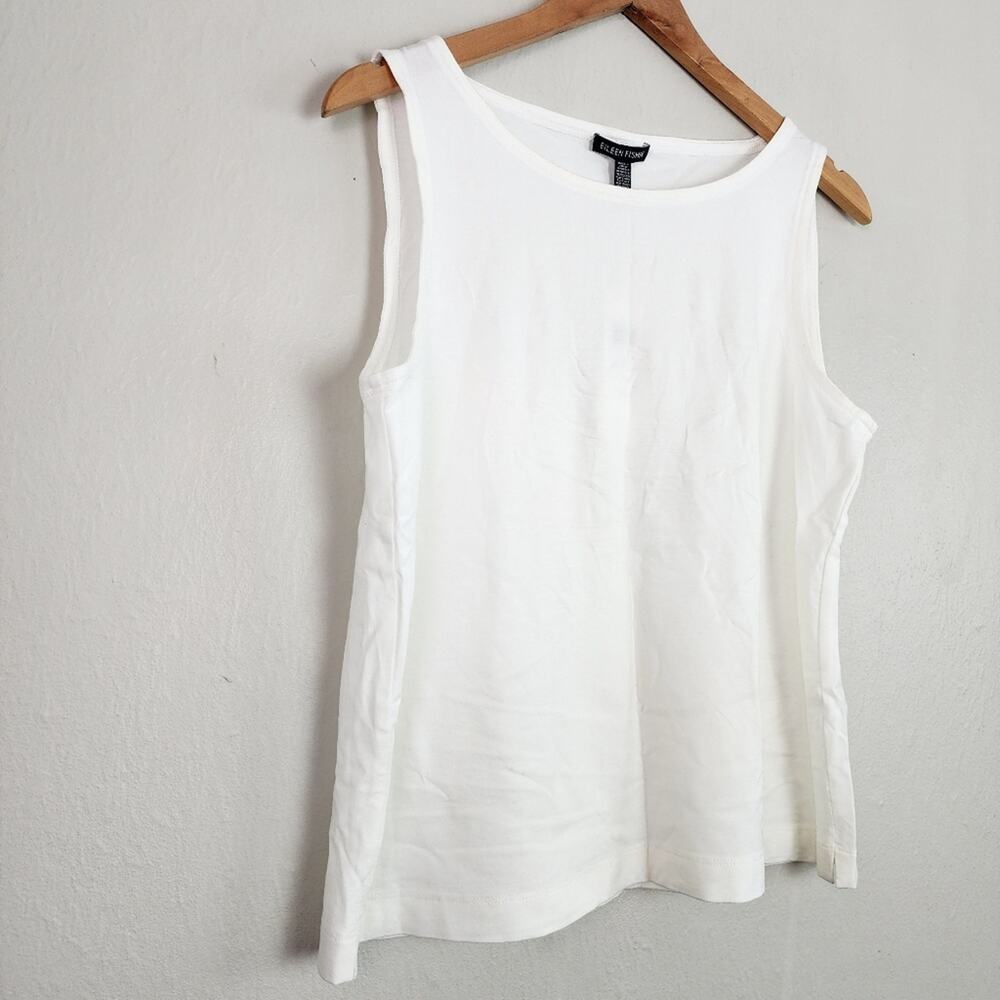 NWT Eileen Fisher White Tencel Stretch Sleeveless Tank Top Layering Shell Medium - Picture 9 of 13
